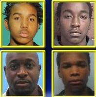 Top to bottom, left to right: Sixteen-year-old Kion Dail, 18-year-old Lamont D. Byrd, 26-year-old Maretto Byrd, and 17-year-old Devine Slade all face murder charges