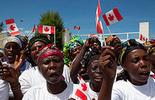 Africans with Canadian flags